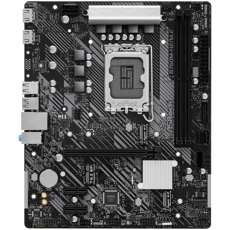 Дънна платка ASROCK – B760M-H2/M.2, Micro ATX, Socket 1700, DDR5