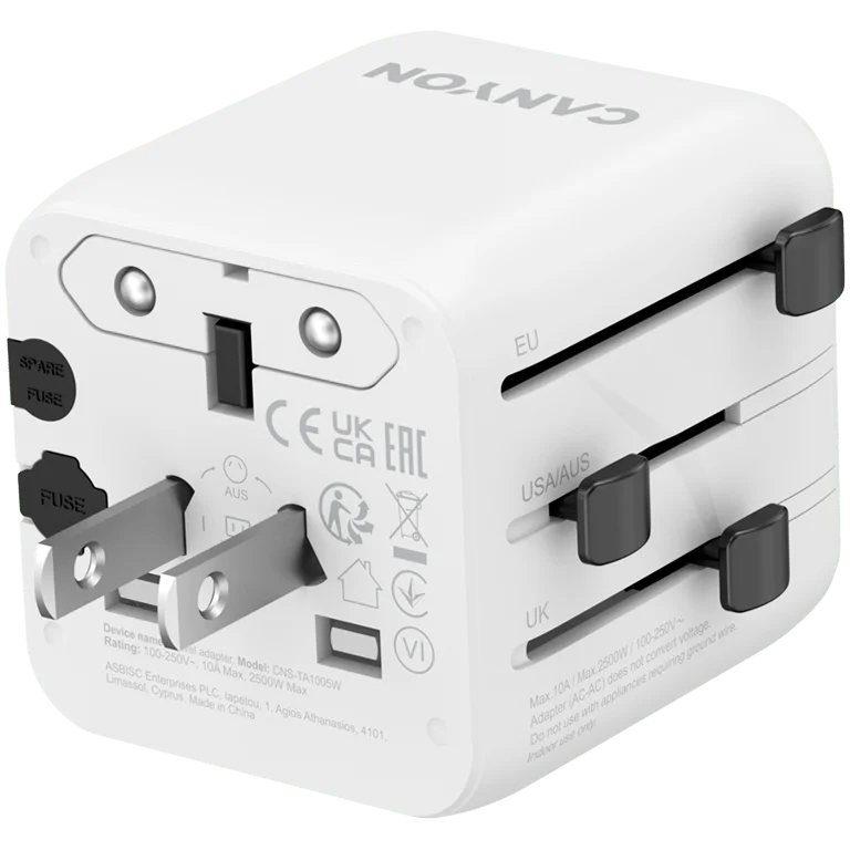 CANYON Travel Adapter OnTour One EU/UK/US/AUS White