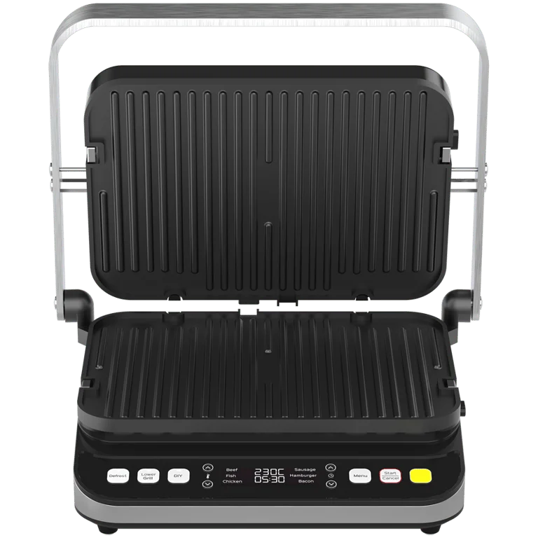 AENO ''Electric Grill EG5: 2000W, 2 heating modes - Lower Grill, Both Grills, 6 preset programs, Defrost, Max opening angle -180°, Temperature regulation, Timer, Removable double-sided plates, Plate size 320*220mm''