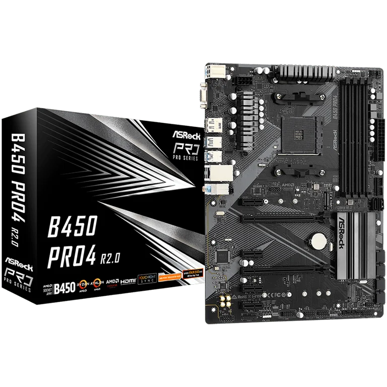 Дънна платка ASROCK B450 PRO4 R2.0 ATX AM4 DDR4