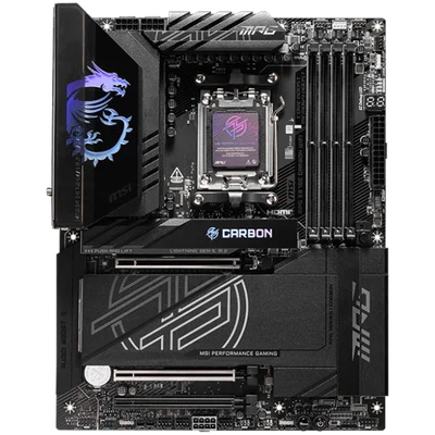 Дънна платка MSI MPG X870E CARBON WIFI ATX Socket AM5 DDR5 до 8400MHz Wi-Fi 7 Bluetooth 5.4 2.5G+5G LAN