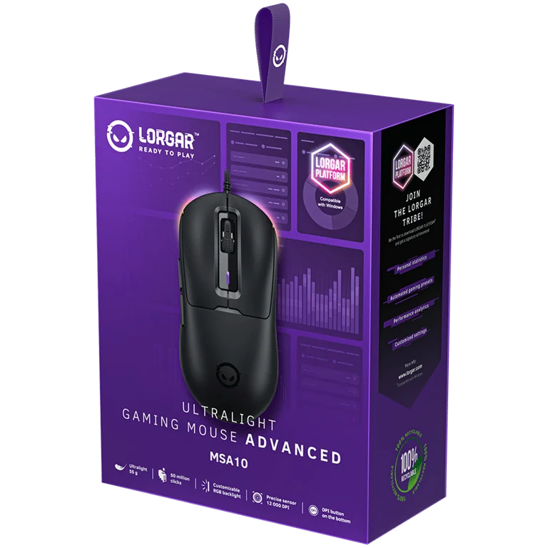 LORGAR MSA10, Ultralight Wired Gaming Mouse Advanced, black