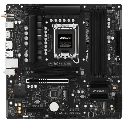 ASROCK MB Desktop B860M Pro-A Wi-Fi, S.1851, 4x DDR5, 1x PCIe 5.0 x16, 1x PCIe 4.0 x4, 1x Blazing M.2, 2x Hyper M.2, 4x SATA3, 2x USB-C, 5x USB 3.2, 6x USB 2.0, 1x RJ-45 2.5GB Lan, 802.11axe Wi-Fi 6E, BT 5.3 1x HDMI, 1x DP 1.4, mATX