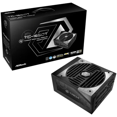 Asrock TC-1650T, 1650W, 80 Plus Titanium, Fully Modular PSU, Japanese Capacitors, 2x EPS 12V CPU(4+4pin), 2x PCIe5.1 (12+4pin), 8x PCIe (6+2pin), 6x 4-pin connectors, 12x SATA, OCP, SCP, OVP, UVP, OTP, OPP protections, 135 mm Axial Fan, ATX 3.1