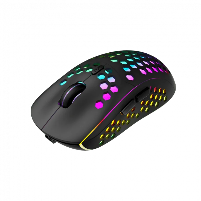 Canyon 7keys Gaming 2.4G wireless mouse, KA8 sensor, DPI up to 1600, rubber coating on panel, Huano 1million switch, 45cm PVC cable, ABS material. 400mAh battery, size: 125.8*63.7*41mm, weight: 95g, Black