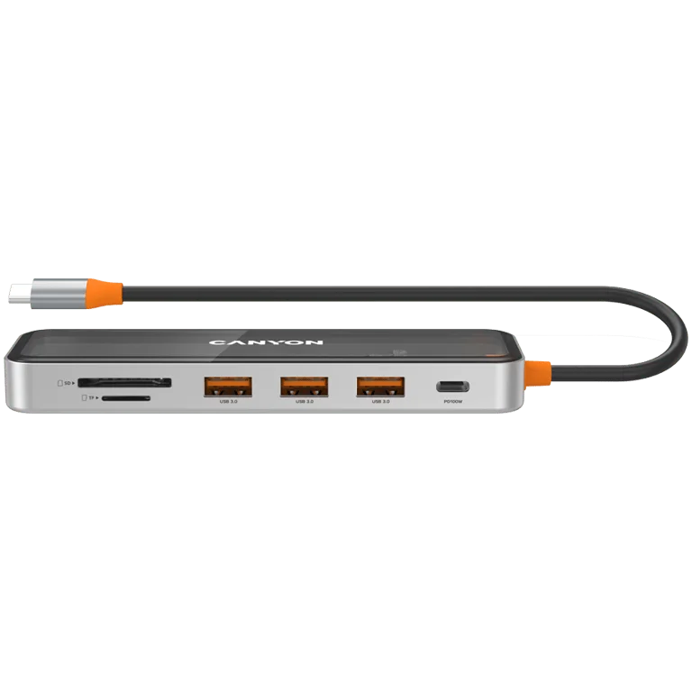 CANYON hub DS-13 7in1 4k USB-C Transparent Space Grey