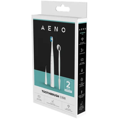 AENO Sonic Electric toothbrush, DB8: White, 3modes, 3 brush heads + 1 cleaning tool, 1 mirror,  30000rpm, 100 days without charging, IPX7