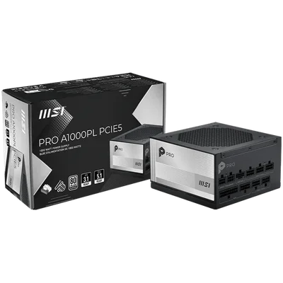 Захранване MSI PRO A1000PL PCIE5 1000W 80 Plus Platinum модулно