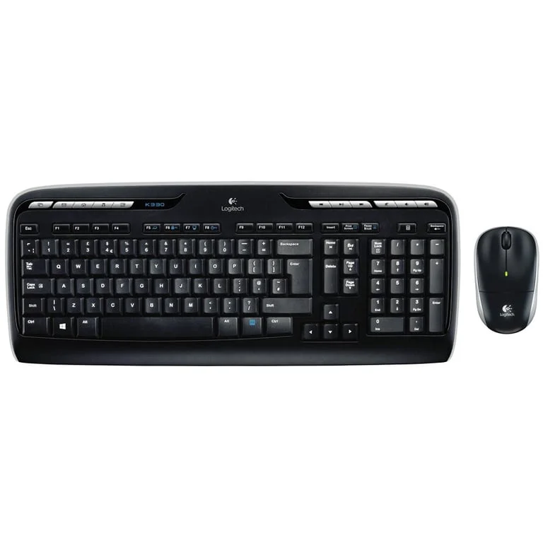 Комплект безжична клавиатура и мишка Logitech MK330, Черен, US International