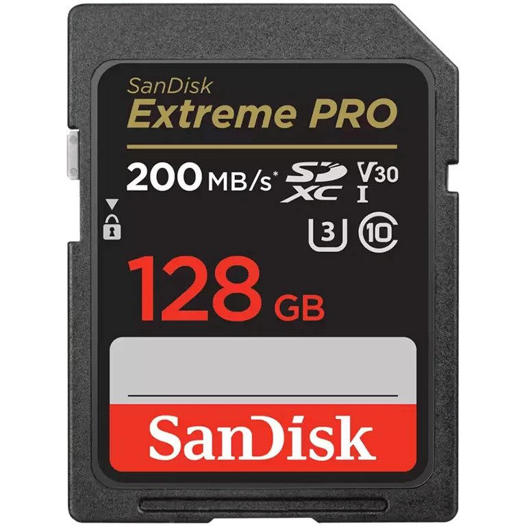 SANDISK Extreme PRO 128GB SDXC Memory Card + 2 years RescuePRO Deluxe up to 200MB/s & 90MB/s Read/Write speeds, UHS-I, Class 10, U3, V30