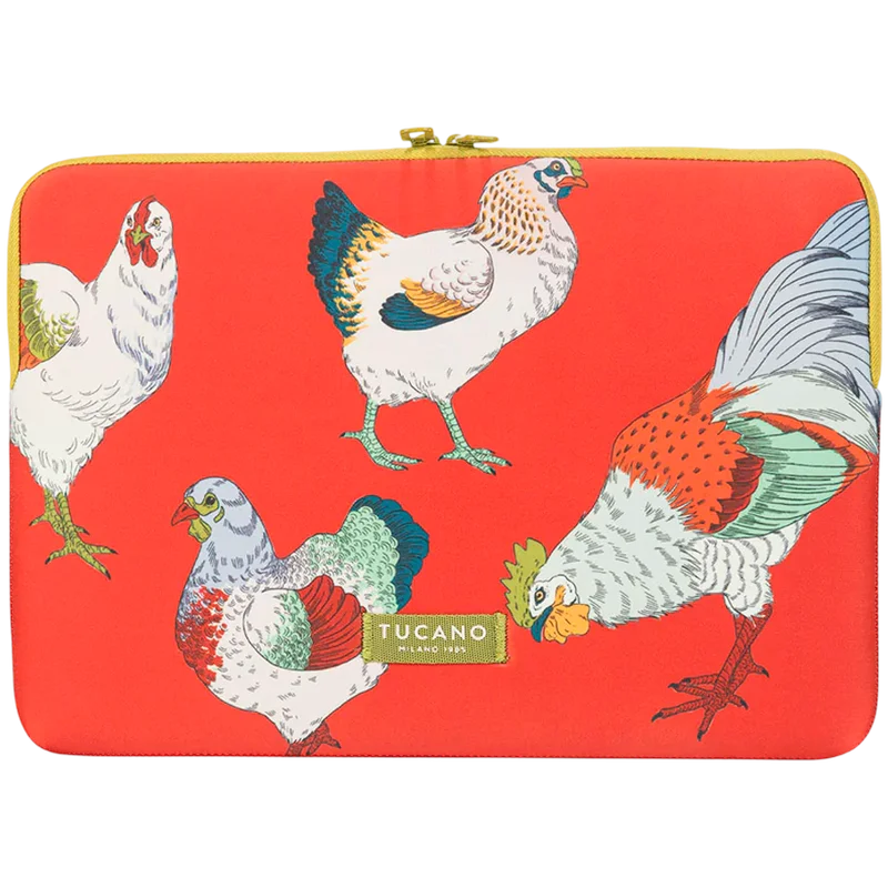TUCANO SCHIZZO Sleeve for MacBook Air 15 / Laptop 13 / Laptop 14, Fauna Galline Orange