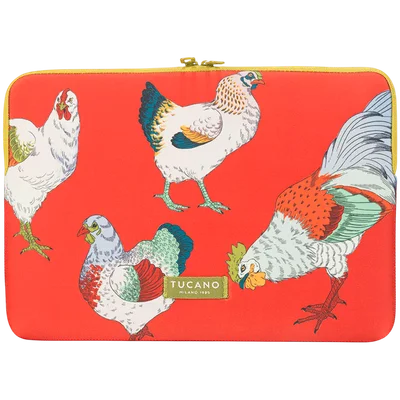 TUCANO SCHIZZO Sleeve for MacBook Air 15 / Laptop 13 / Laptop 14, Fauna Galline Orange