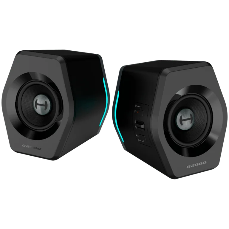 Edifier G2000 2.0 Audio System, BT V5.1, USB, AUX, 2.75-inch Drivers, RGB Lighting, 16W (RMS), Black