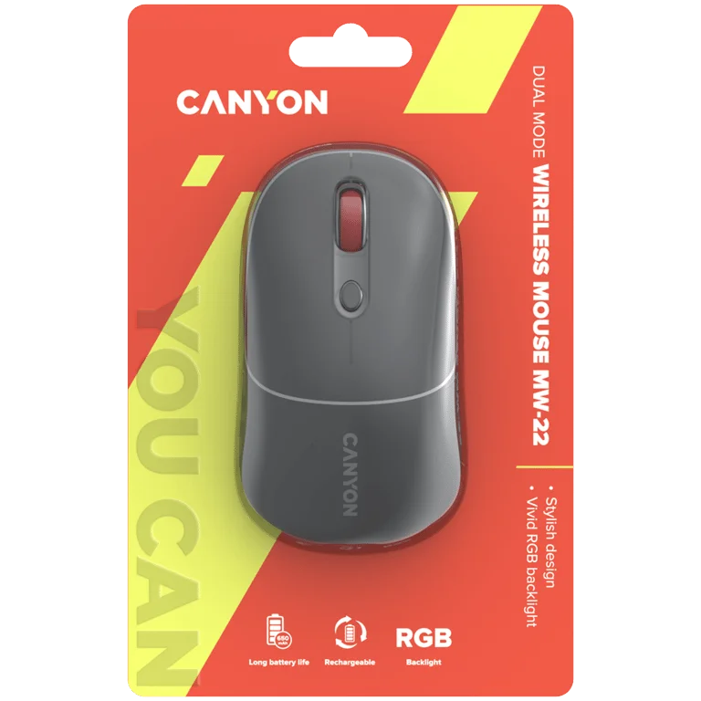 CANYON mouse MW-22 2in1 BT/ Wireless Dark Grey