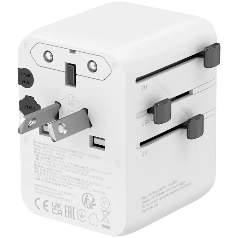 Захранващ адаптер CANYON OnTour 70 EU/UK/US/AUS 70W бял