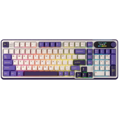 Гейминг клавиатура ROYAL KLUDGE – RK-S98 Blackberry Mousse, Chartreuse switch, механична, RGB подсветка, 98 клавиша, TFT дисплей