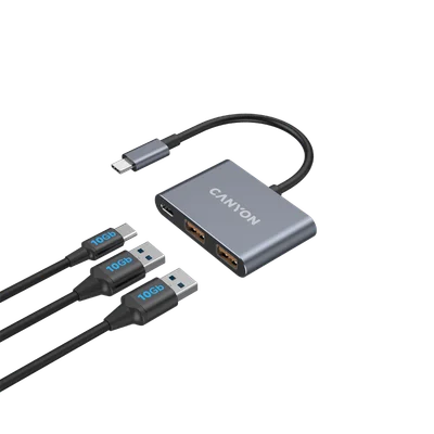 USB хъб CANYON DS-3 3-в-1 USB-C Тъмно сив
