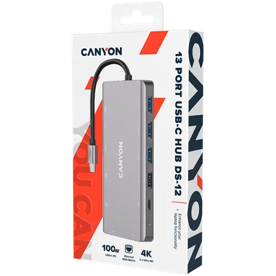 CANYON hub DS-12 13in1 4k USB-C Dark Grey