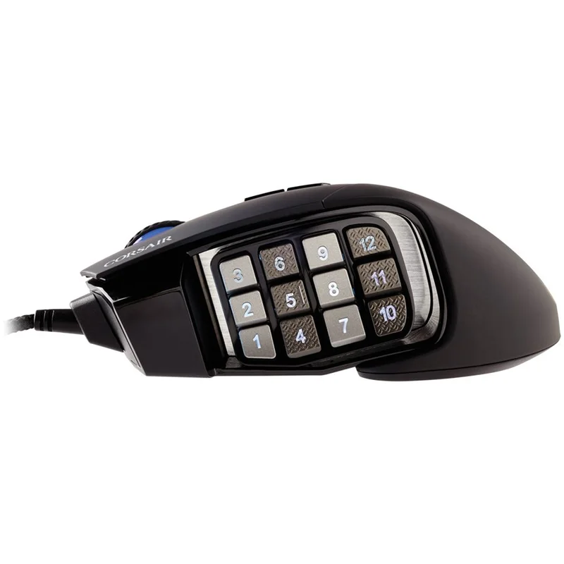 CORSAIR SCIMITAR RGB ELITE, MOBA/MMO, Black, Backlit RGB LED, 18000 DPI, Optical