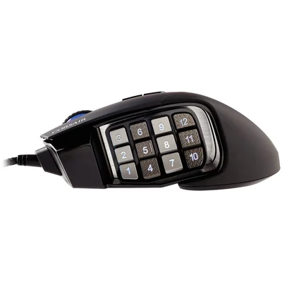 CORSAIR SCIMITAR RGB ELITE, MOBA/MMO, Black, Backlit RGB LED, 18000 DPI, Optical