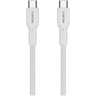 USB-C кабел Canyon OnWire 60CL 1m 60W Бял, плетен