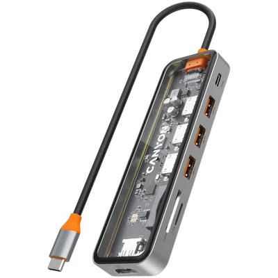 CANYON hub DS-13 7in1 4k USB-C Transparent Space Grey