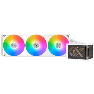 Охладител XIGMATEK Connect Ultra 360 Arctic EN48388, течно охлаждане, бял, Curved OLED помпа, ARGB PWM вентилатори