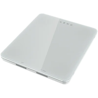 AENO Kitchen Scale KS1S Smart, Max load - 8 kg, Bluetooth, 10,000+ products & meals, 25 indicators analysis, Coffee mode, 6 unit conversion: kg, g, lb, fl, oz, ml, Material - glass