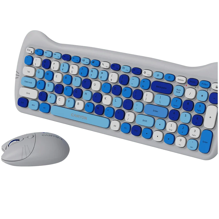 CANYON HSET-W6 EN Keyboard+Mouse Kitty Edition AAA+АА Wireless Blue
