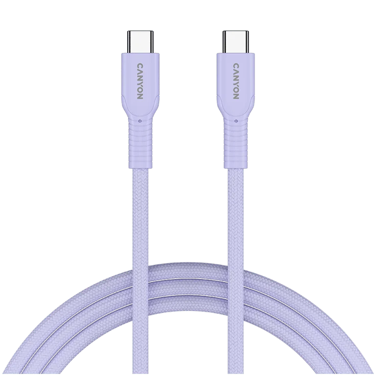 USB кабел CANYON OnWire 60CL USB-C към USB-C 1m 60W, Пурпурен