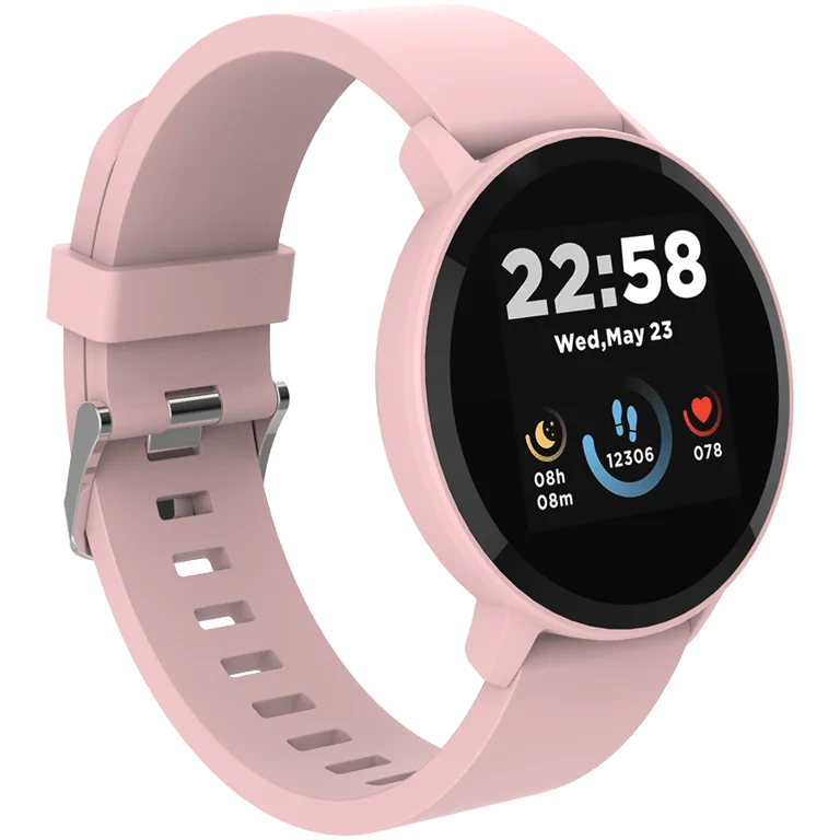 CANYON Lollypop SW-63, Smart watch, 1.3inches IPS full touch screen, Round watch, IP68 waterproof, multi-sport mode, BT5.0, compatibility with iOS and android, Pink, Host: 25.2*42.5*10.7mm, Strap: 20*250mm, 45g