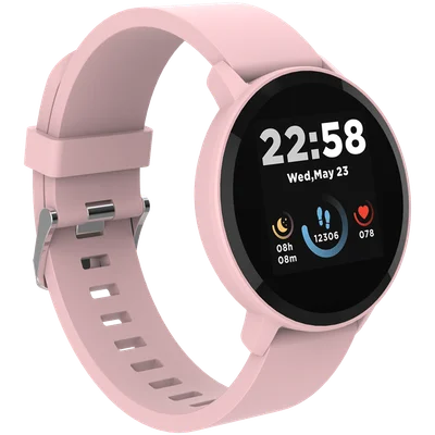 CANYON Lollypop SW-63, Smart watch, 1.3inches IPS full touch screen, Round watch, IP68 waterproof, multi-sport mode, BT5.0, compatibility with iOS and android, Pink, Host: 25.2*42.5*10.7mm, Strap: 20*250mm, 45g