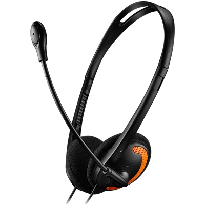 CANYON PC headset with microphone, volume control and adjustable headband, cable 1.8M, Black/Orange