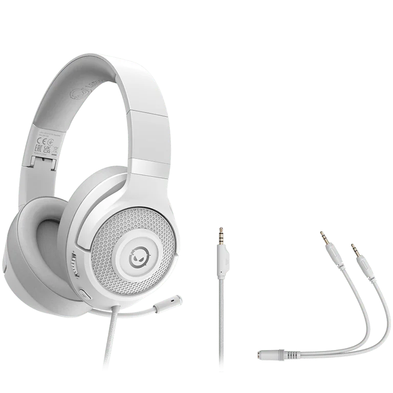 LORGAR Noah 101, Gaming headset with microphone, 3.5mm jack connection, cable length 2m, foldable design, PU leather ear pads, size: 185*195*80mm, 0.245kg, white