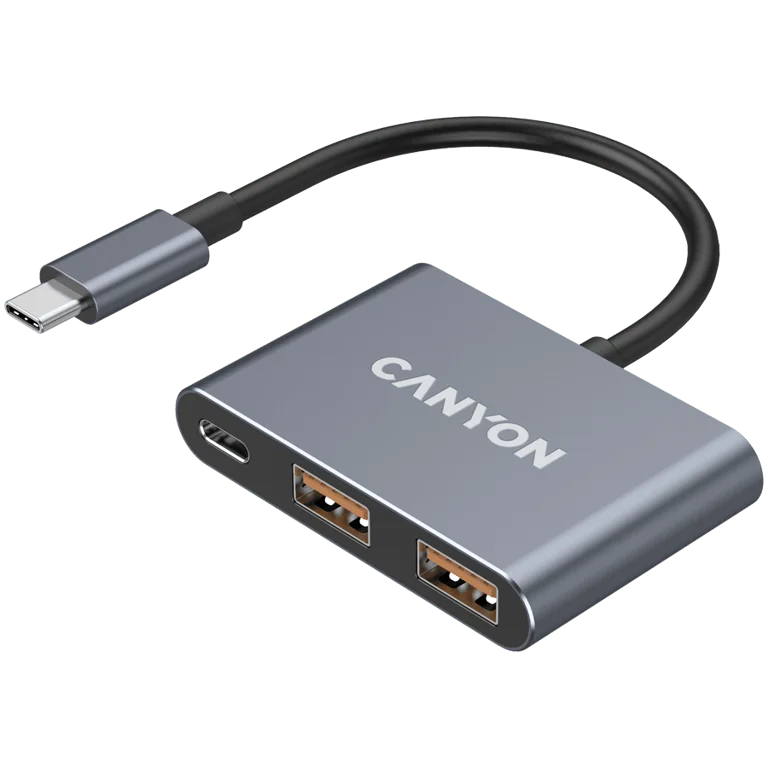USB хъб CANYON DS-3 3-в-1 USB-C Тъмно сив
