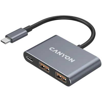 USB хъб CANYON DS-3 3-в-1 USB-C Тъмно сив