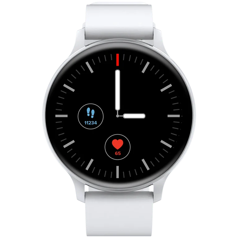 CANYON Badian SW-68, Smartwatch, Realtek 8762CK, 1.28''TFT 240x240px; RAM : 160KB,  Lithium-ion polymer battery, 3.7V 190mAh Include, Silver Zinc alloy middle frame + plastic bottom case+ white Silicone strap + silver strap buckle, 44.9x 10.9mm, strap: 20x220mm, 50.64g