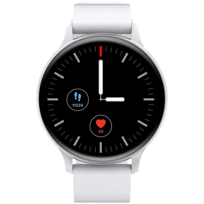 CANYON Badian SW-68, Smartwatch, Realtek 8762CK, 1.28''TFT 240x240px; RAM : 160KB,  Lithium-ion polymer battery, 3.7V 190mAh Include, Silver Zinc alloy middle frame + plastic bottom case+ white Silicone strap + silver strap buckle, 44.9x 10.9mm, strap: 20x220mm, 50.64g