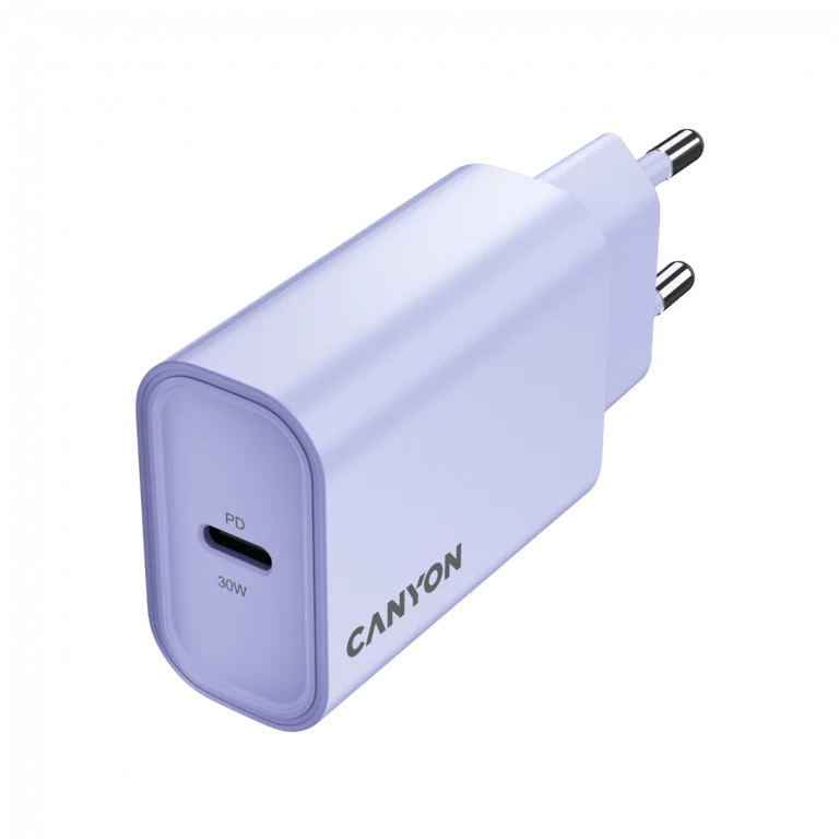 Захранващ адаптер CANYON OnCharge 30CL 30W USB-C EU Лилав