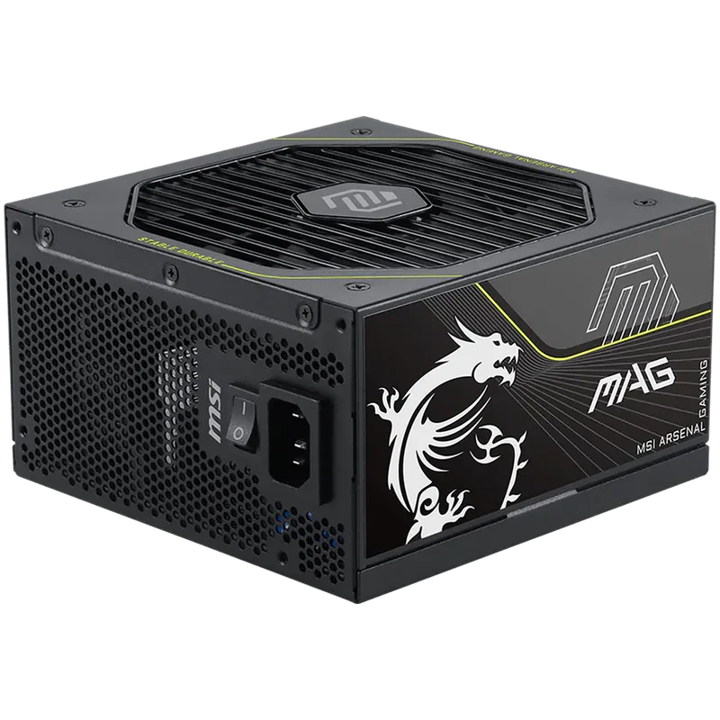 MSI MAG A1000PLS PCIE5, 1000W, 80 Plus Platinum, Fully Modular, ATX 3.1, 135mm Fluid Dynamic Bearing Fan, Protections: OCP/OTP/OPP/SCP/OVP/UVP/SIP/NLO, Dimensions: 150mmx150mmx86mm, 10Y Warranty