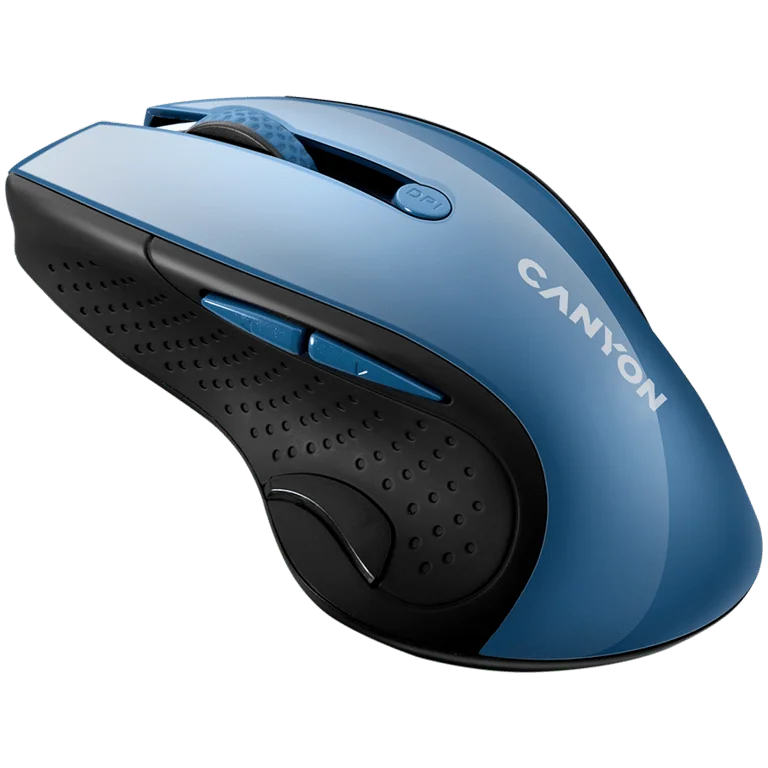CANYON 2.4Ghz wireless mouse, optical tracking - blue LED, 6 buttons, DPI 1000/1200/1600, Blue Gray pearl glossy