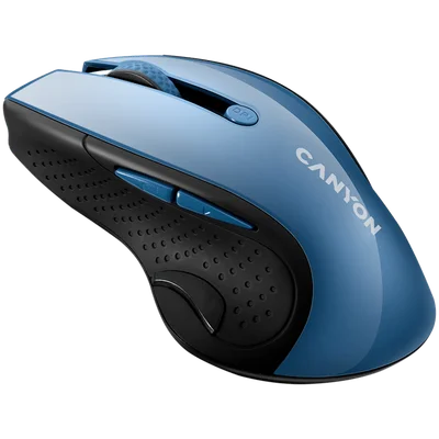 CANYON 2.4Ghz wireless mouse, optical tracking - blue LED, 6 buttons, DPI 1000/1200/1600, Blue Gray pearl glossy