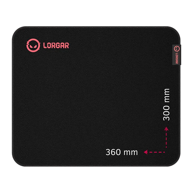 Lorgar Main 323, Gaming mouse pad, Precise control surface, Red anti-slip rubber base, size: 360mm x 300mm x 3mm, weight 0.21kg