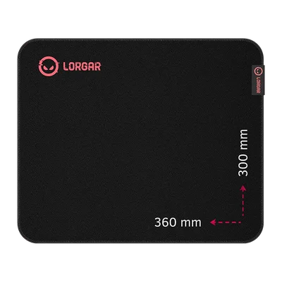 Lorgar Main 323, Gaming mouse pad, Precise control surface, Red anti-slip rubber base, size: 360mm x 300mm x 3mm, weight 0.21kg