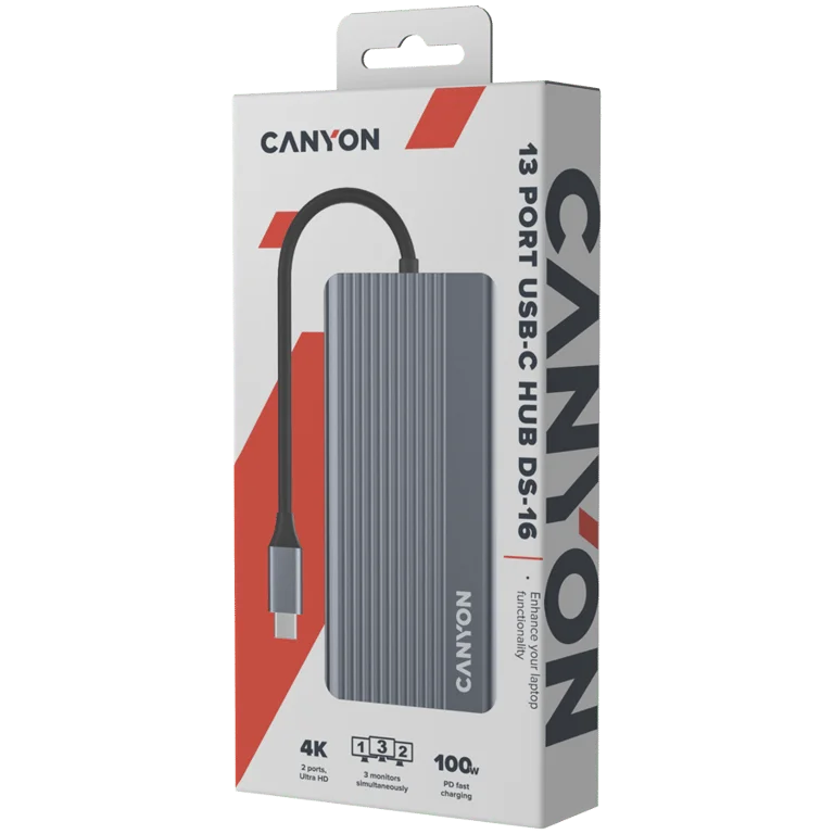 CANYON hub DS-16 13in1 4k USB-C Grey