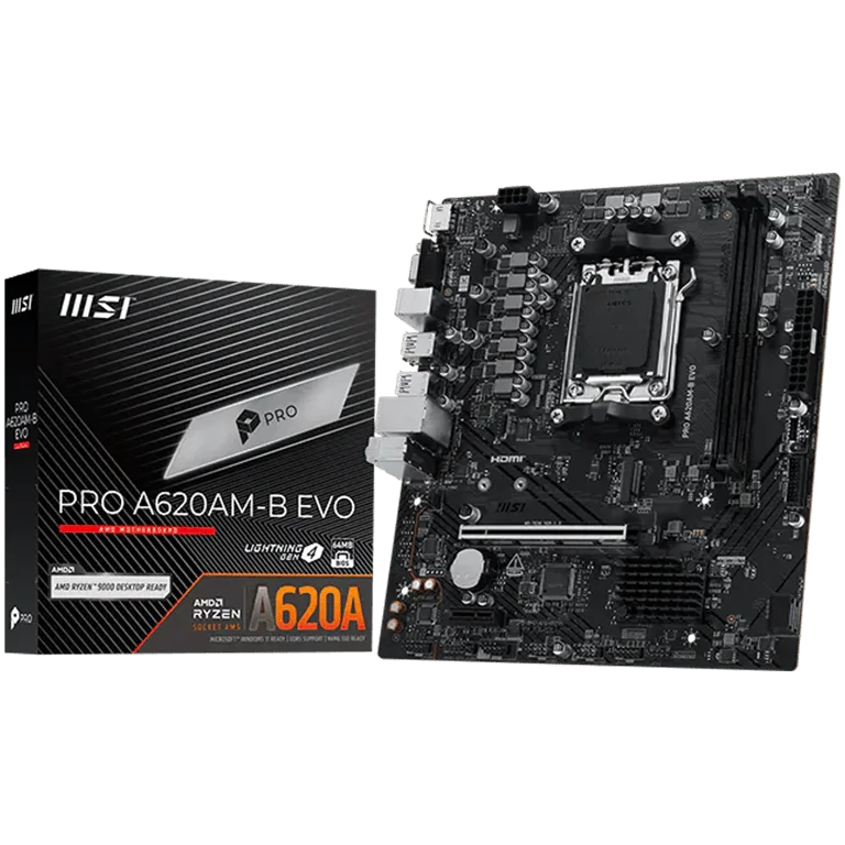 Дънна платка MSI PRO A620AM-B EVO Micro ATX, AMD A620A, DDR5, Realtek ALC897, 2.5Gbps LAN