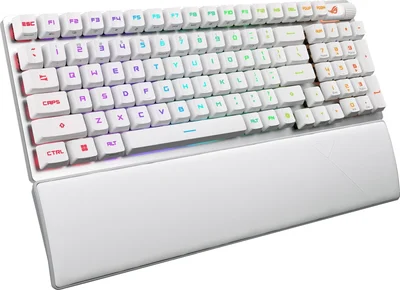 Геймърска клавиатура ASUS ROG Strix Scope II 96 Wireless, Tri-Mode, механични превключватели ROG NX Snow, PBT капачки, RGB, бяла