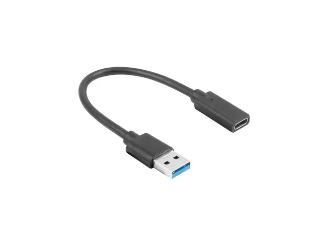 USB кабел Lanberg USB-C (F) към USB-A (M) 0.15 м, черен