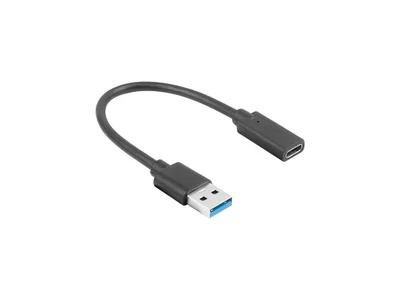 USB кабел Lanberg USB-C (F) към USB-A (M) 0.15 м, черен