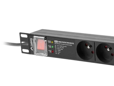 Електрически филтър Lanberg PRO 19" 1U 16A 2m 7x FR (Schuko) SPD-3MP Черен